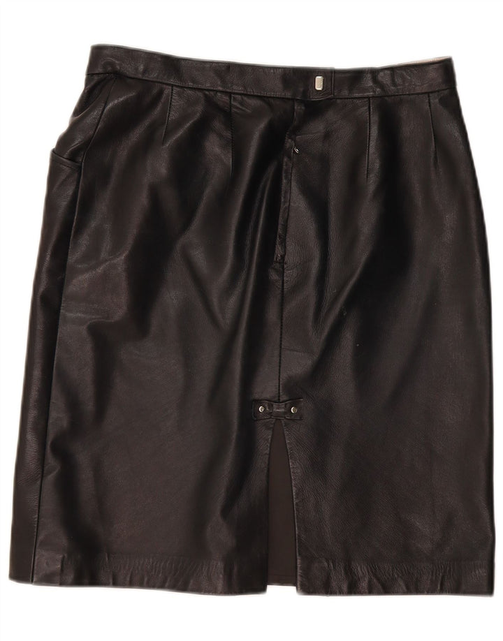 Falda de cuero vintage para mujer W32 grande negro