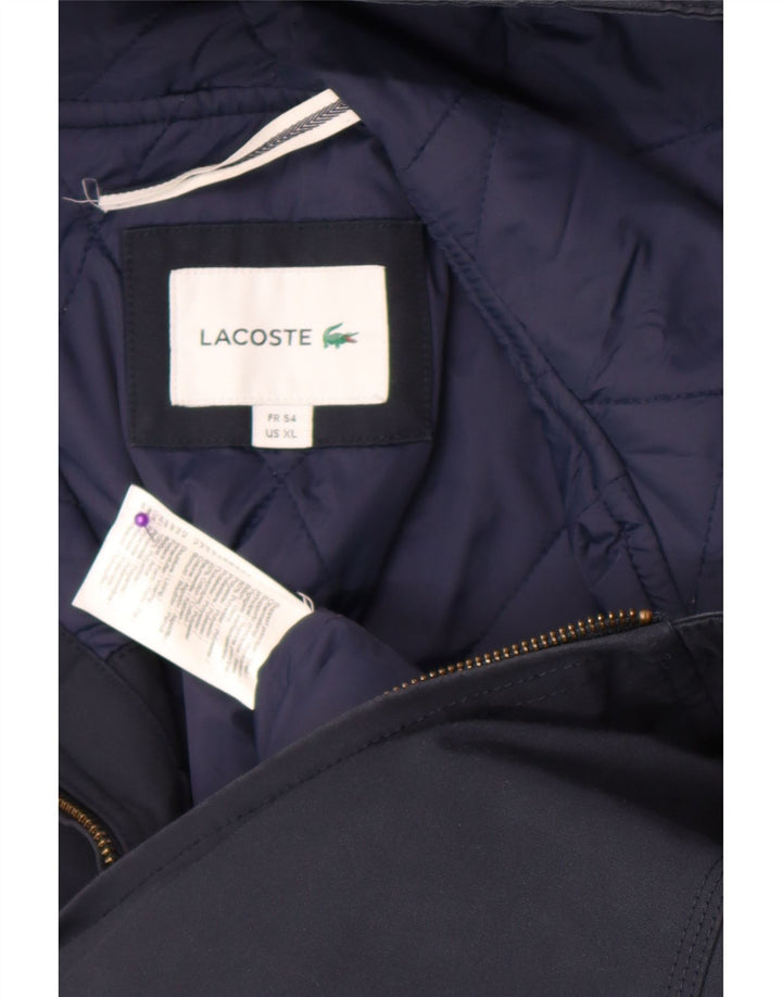 Cazadora bomber con capucha Lacoste para hombre Talla 54 XL Poliéster azul marino
