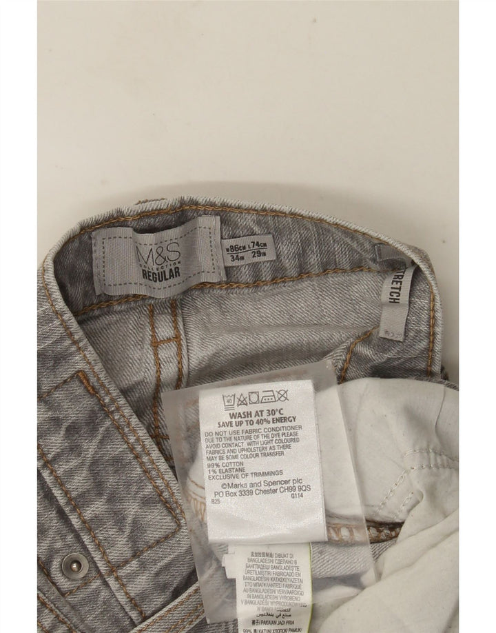 MARKS & SPENCER Vaqueros rectos de corte regular para hombre W34 L29 Algodón gris