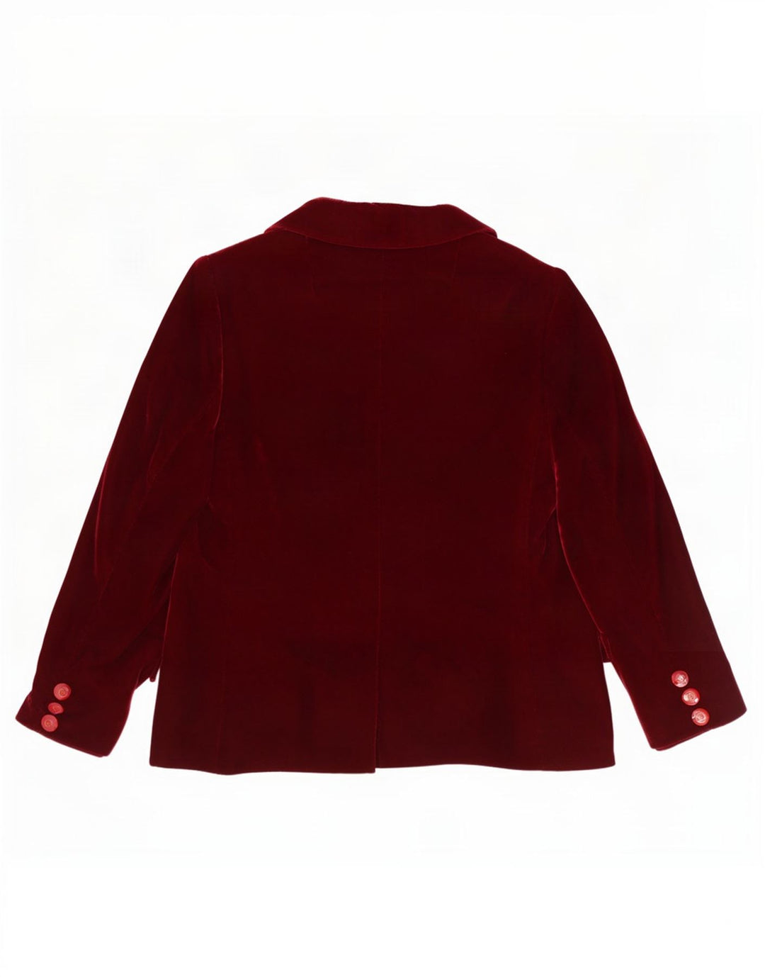 Vintage mujer 3 botones terciopelo Blazer chaqueta Reino Unido 12 medio borgoña