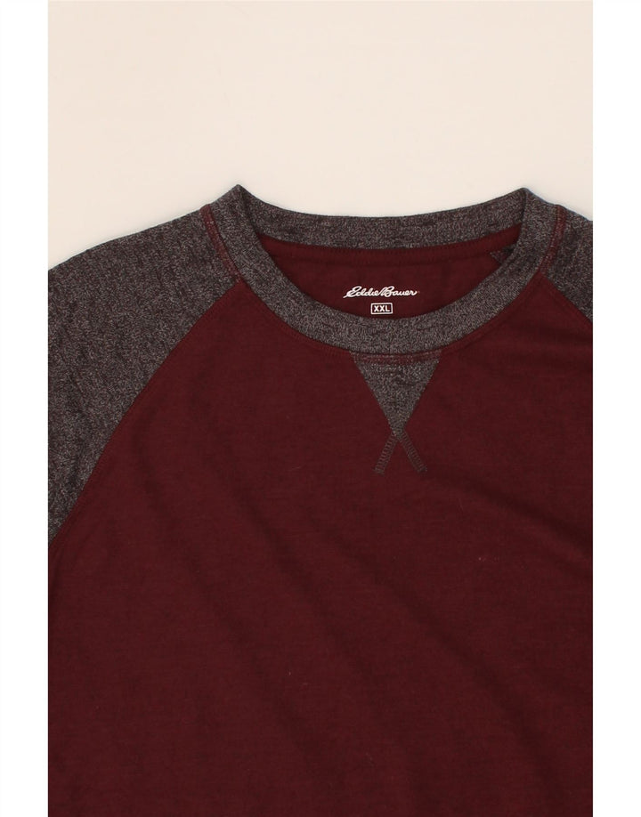 EDDIE BAUER Camiseta para hombre de manga larga 2XL Granate Colorblock Algodón