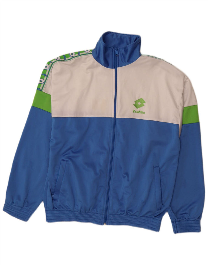 LOTTO Chaqueta superior de chándal con gráfico para hombre, color azul grande, color block
