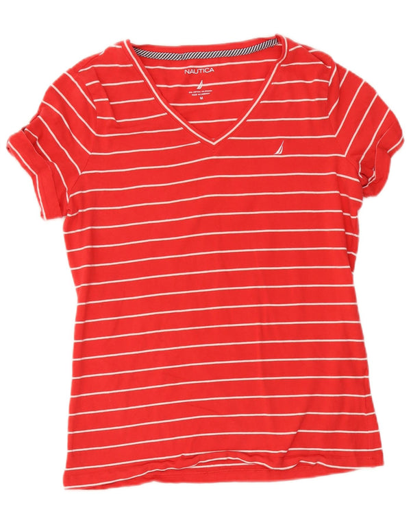 Nautica Camiseta para mujer Top UK 44 Algodón de rayas rojas medianas