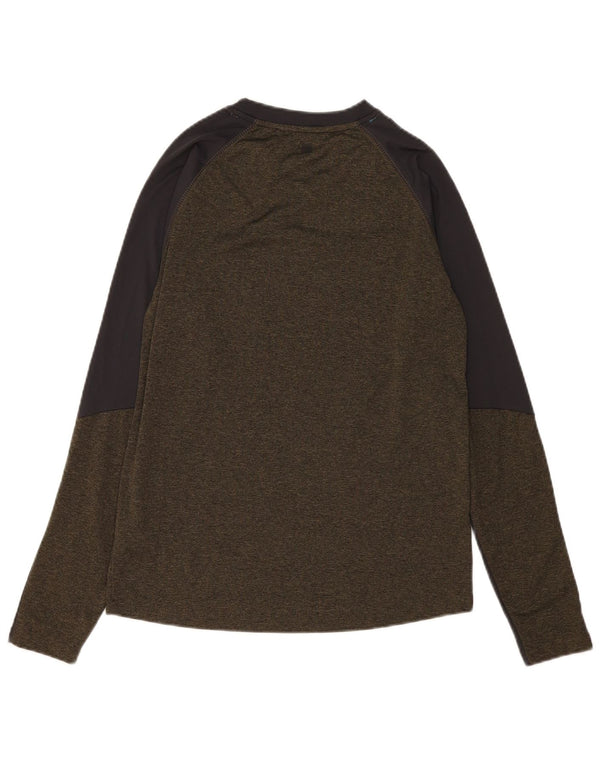 Camiseta deportiva de hombre de manga larga con bloques de color verde pequeño de Mountain Warehouse