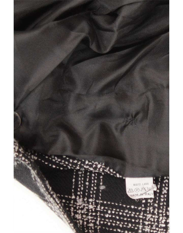 Chaqueta tipo blazer vintage con doble botonadura para mujer UK 44 Lana a cuadros negra mediana