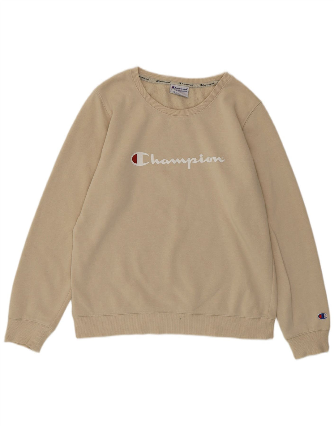 CHAMPION Sudadera gráfica para mujer Jumper UK 16 Large Beige Cotton