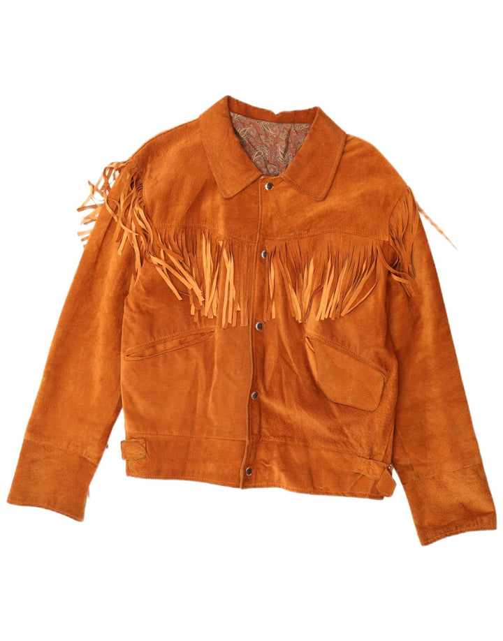 Vintage hombres gamuza chaqueta IT 50 marrón grande