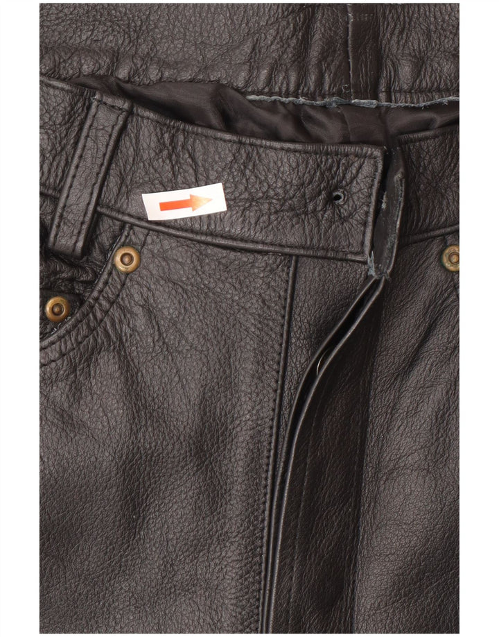 Pantalones de cuero vintage para hombre W34 L34 Negro