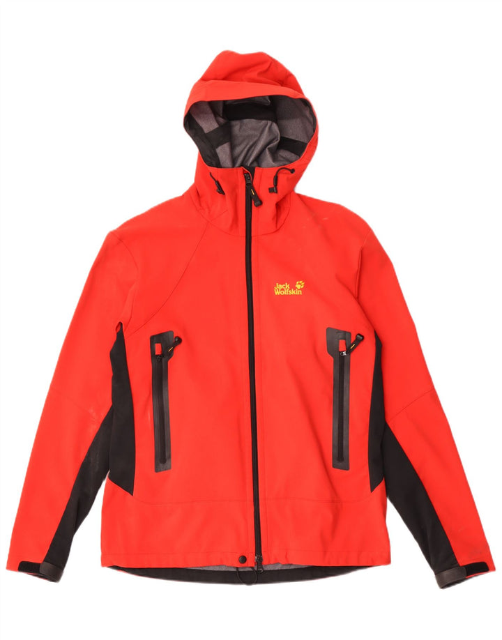 Jack Wolfskin Chaqueta impermeable con capucha para hombre UK 36/38 Medium Red Colourblock
