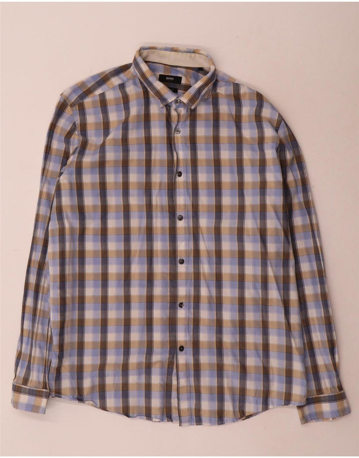 Camisa Hugo Boss Hombre Regular Fit XL Algodón Cuadros Multicolor