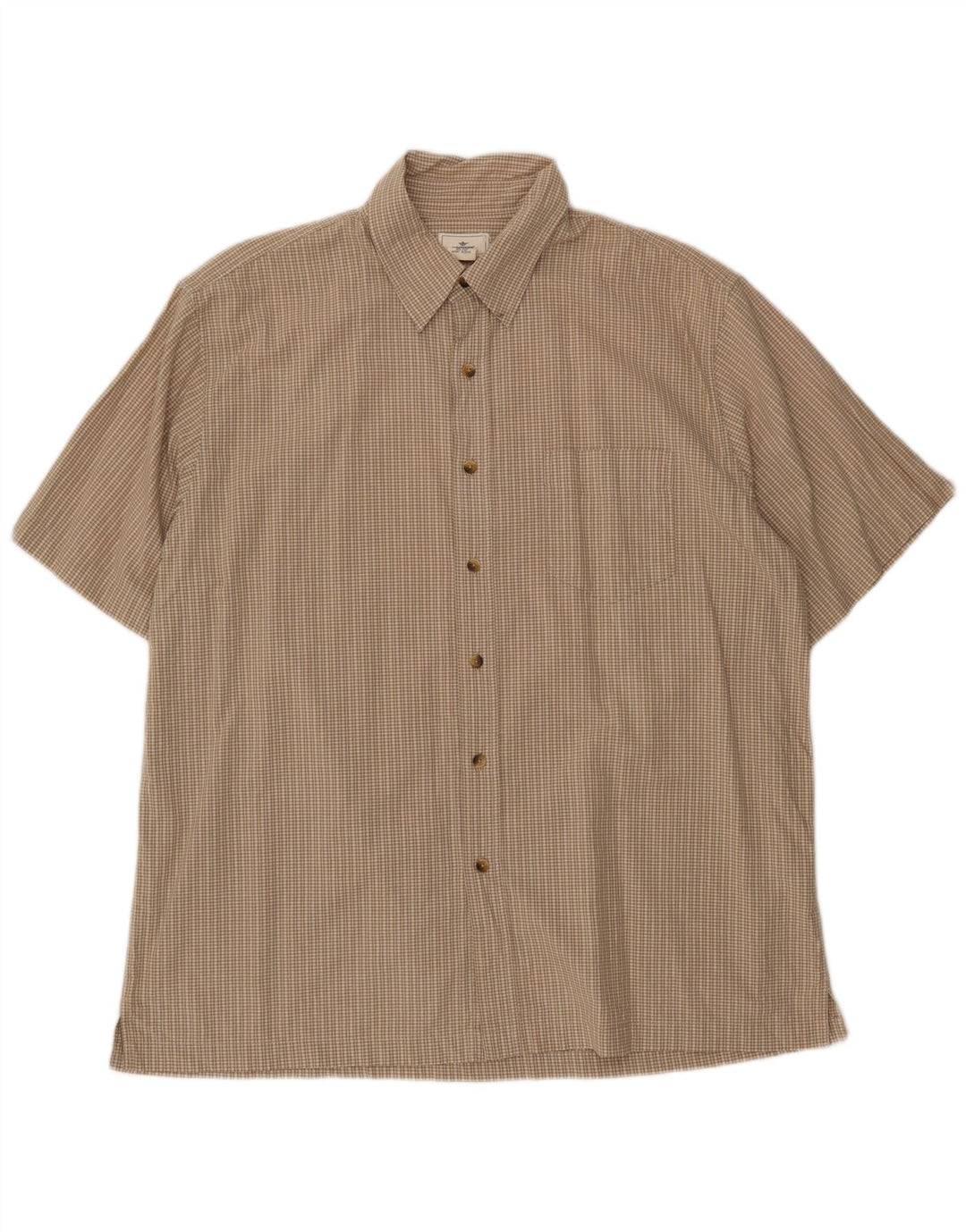 DOCKERS Camisa Manga Corta Hombre Algodón Cuadros Beige Grande
