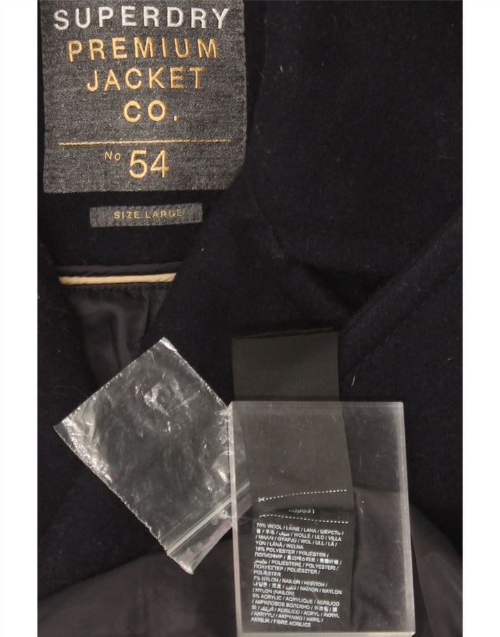 Superdry Chaquetón para hombre UK 40 Large Lana azul marino