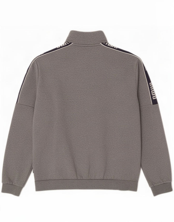 Puma Chaqueta De Chándal Con Estampado Gráfico De Algodón Gris Medio Con Bloques De Color