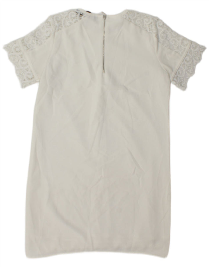 Zara Mujer Vestido Recto UK 10 Small White Paisley