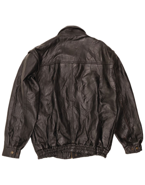 VINTAGE Chaqueta de cuero para hombre Reino Unido 40 Cuero negro grande