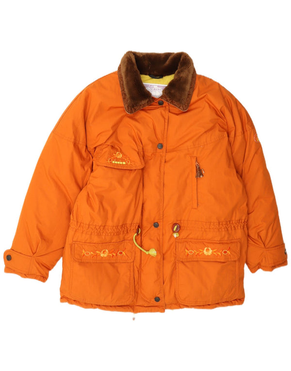 Diadora Mujer Chaqueta Acolchada De Corte Holgado ES 44 Medio Naranja Colorblock