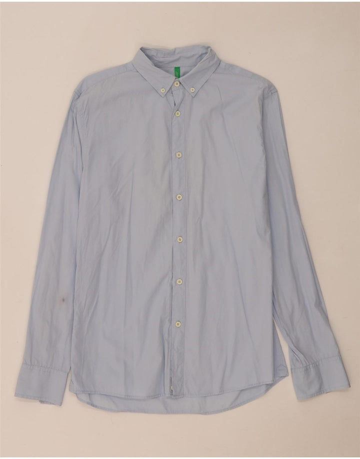 Camisa Benetton Hombre Azul Medio
