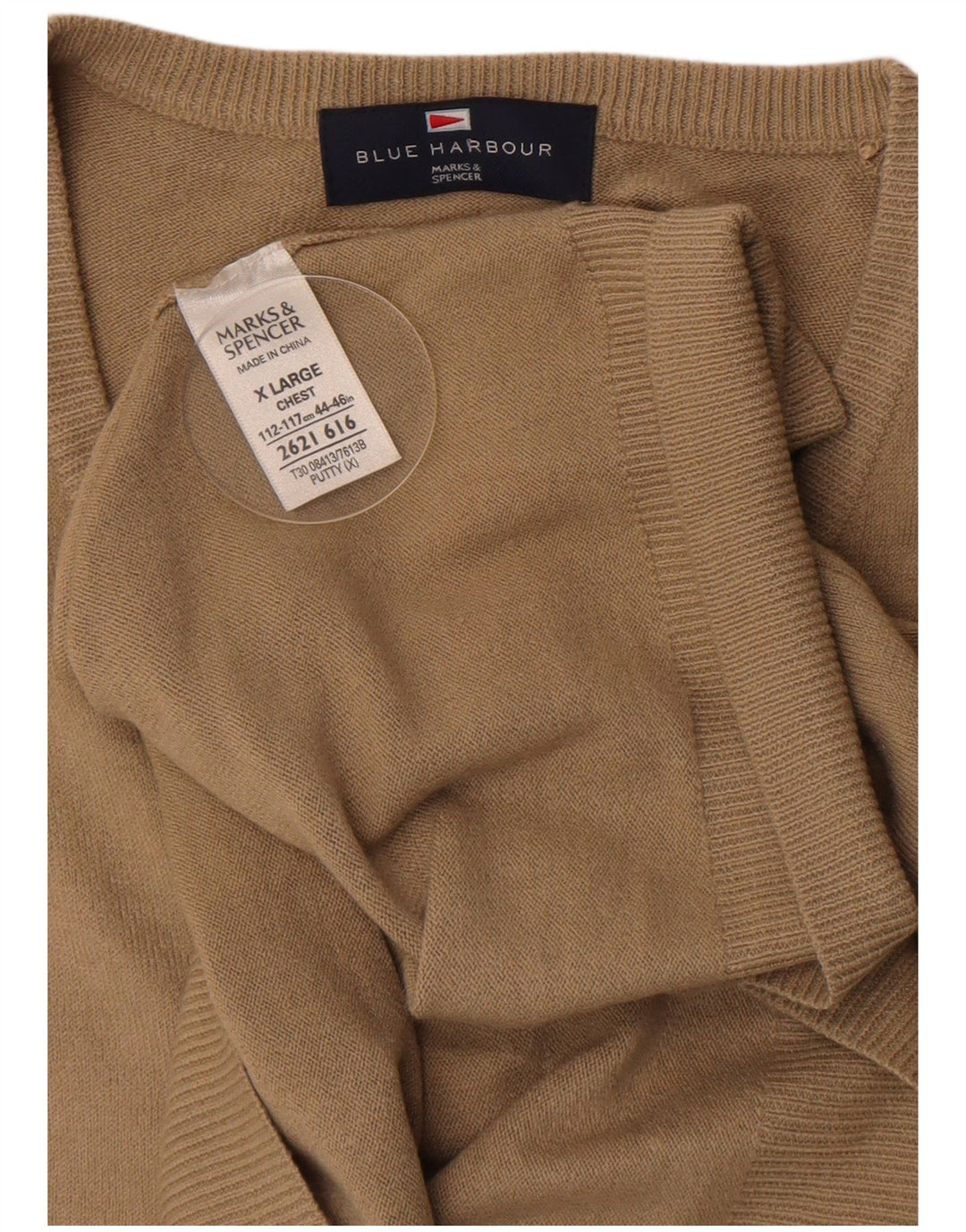 Marks & Spencer Camiseta sin mangas para hombre Blue Harbor Vest XL Acrílico beige