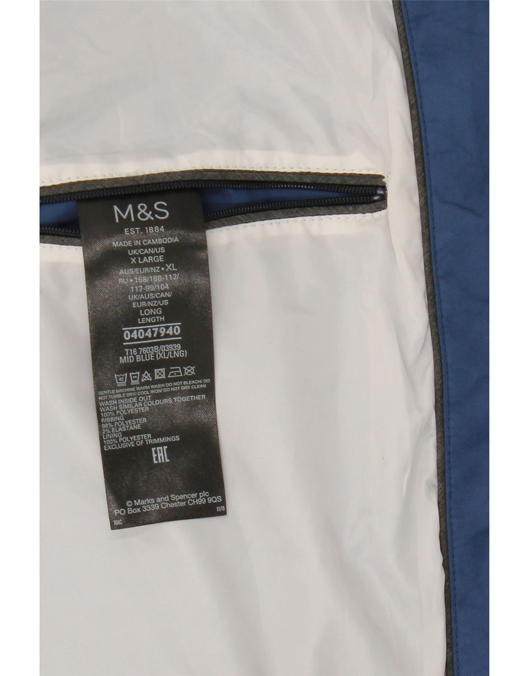 Marks & Spencer Chaqueta Bomber para Hombre UK 42 XL Poliéster Azul