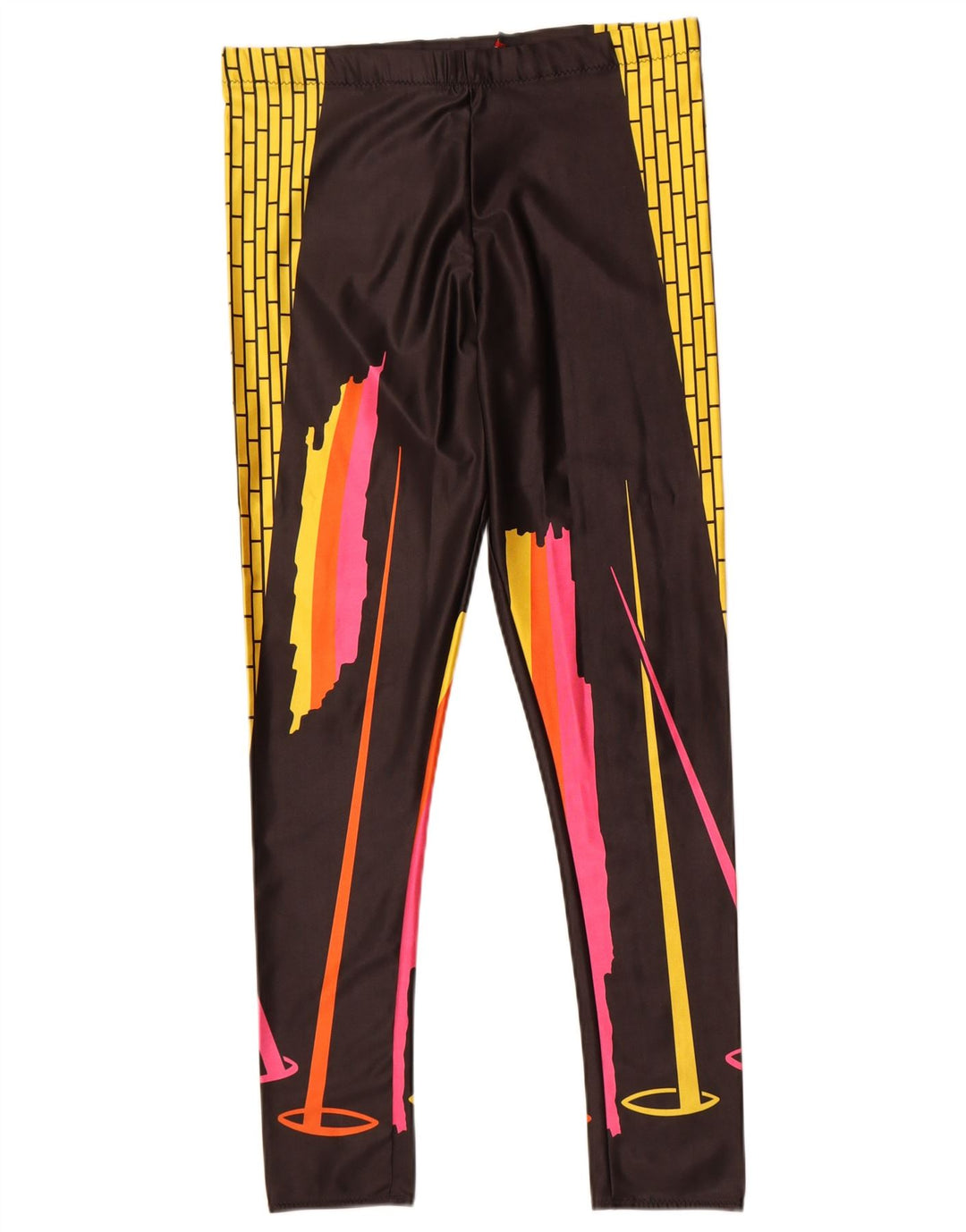 Vintage Mujer Leggings Reino Unido 14 Medio Multicolor Colorblock Poliamida