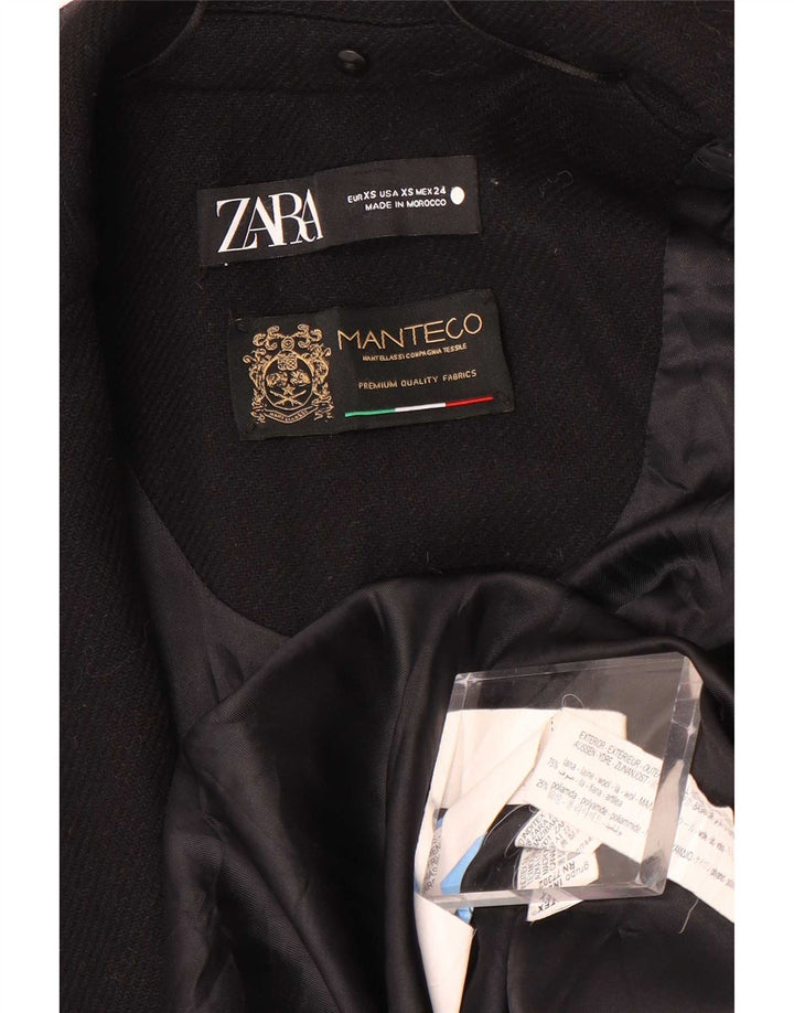 Zara Mujer Manteco Abrigo UK 6 XS Lana Negra