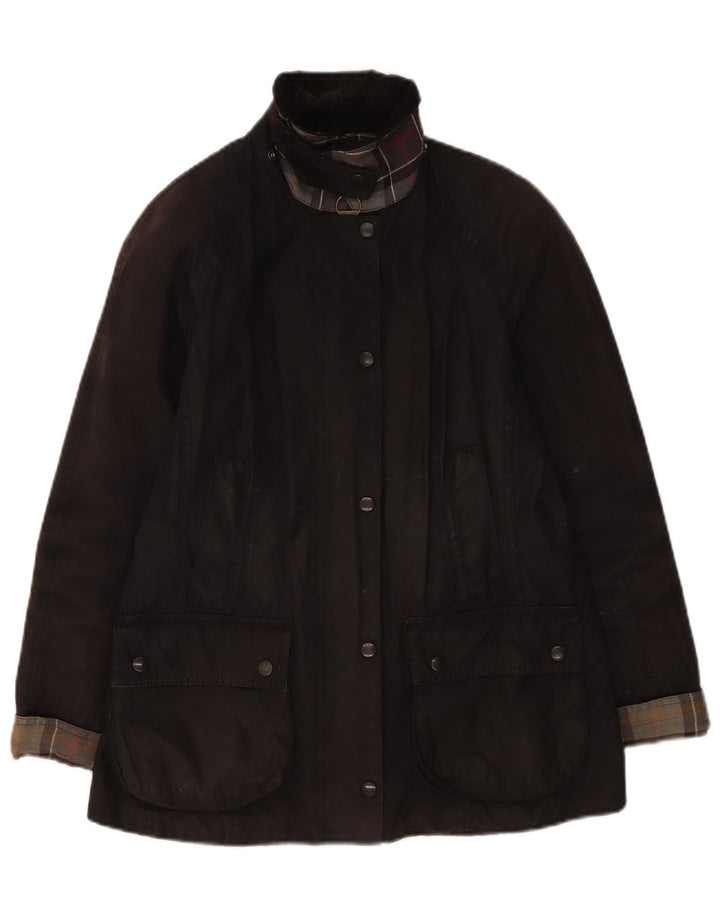 Barbour Chaqueta de algodón encerado extragrande para mujer UK 10 Small Black