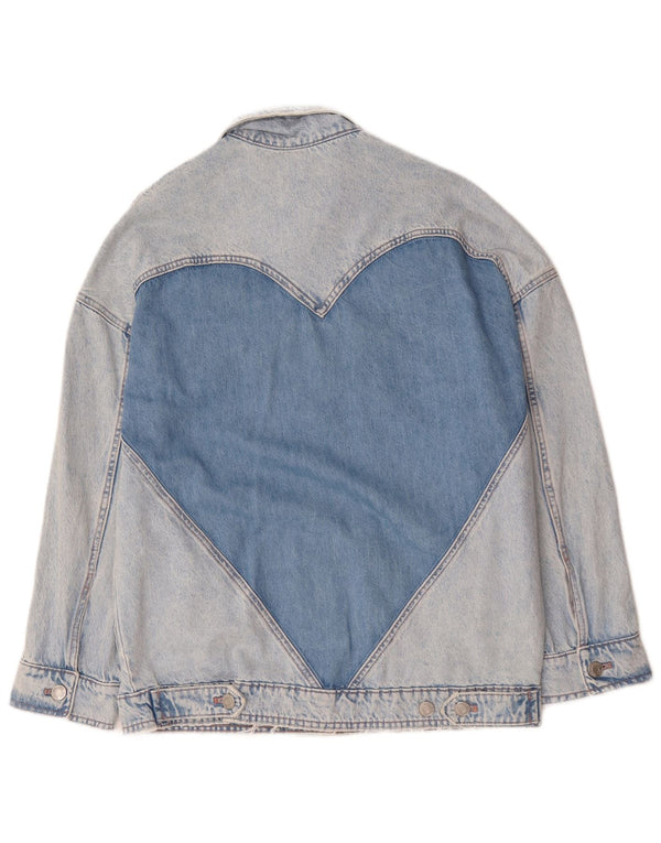 Zara Mujer Chaqueta Vaquera Extragrande UK 10 Small Azul Colorblock Algodón