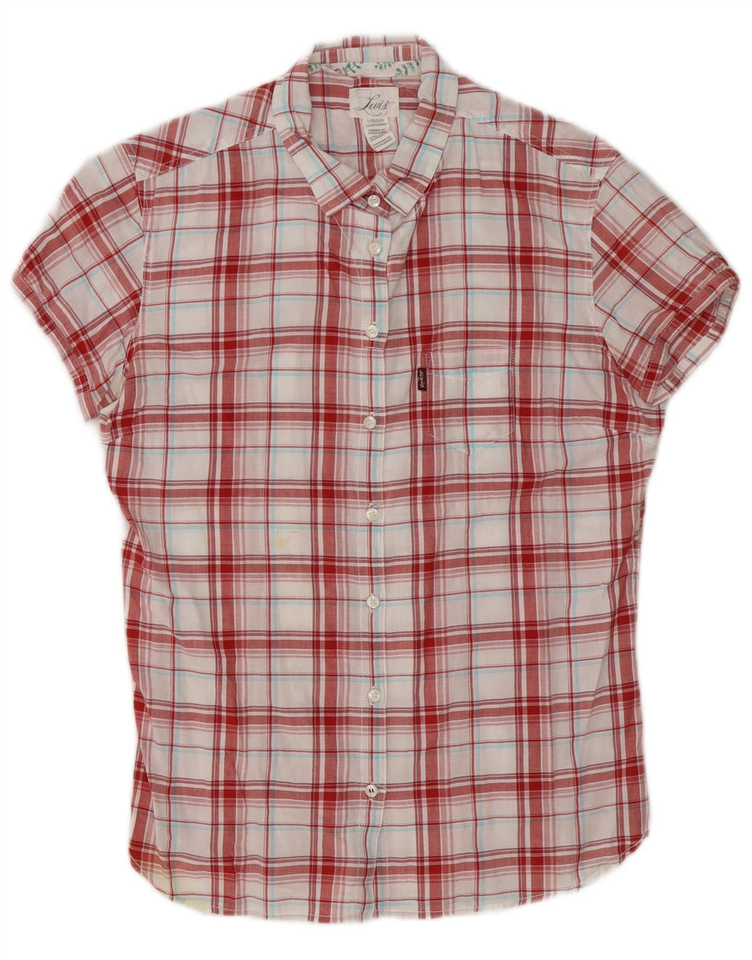 Levi's Camisa de manga corta para mujer UK 46 Large Red Check