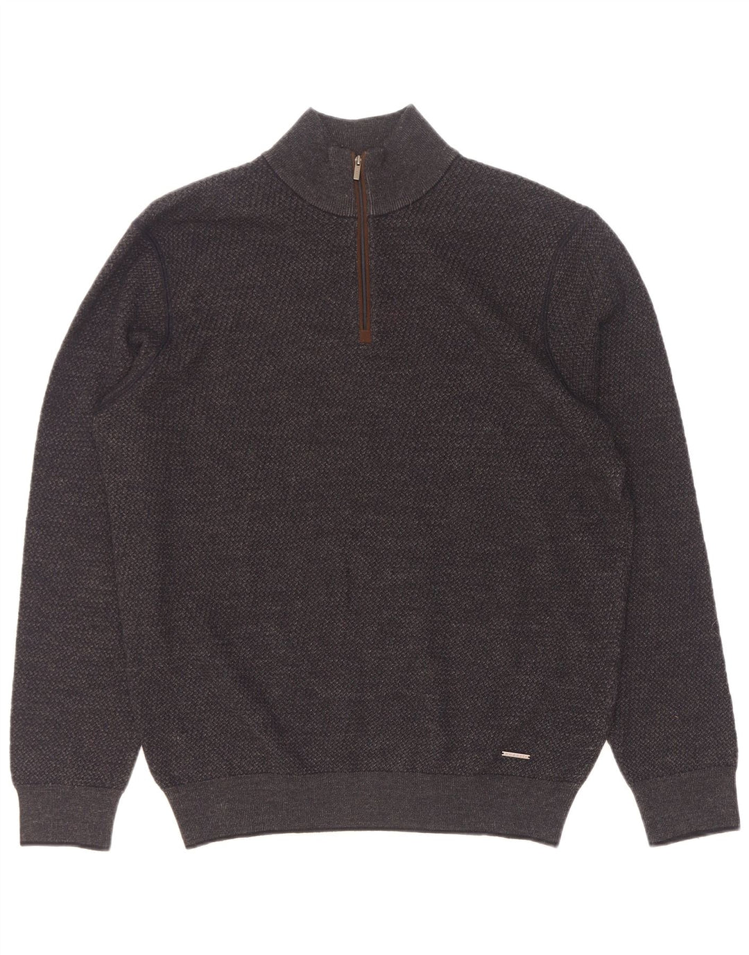 Bugatti Jersey con cuello y cremallera para hombre, talla grande, gris