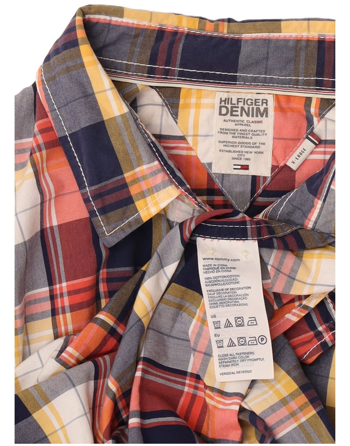 Tommy Hilfiger Camisa Hombre XL Algodón A Cuadros Multicolor