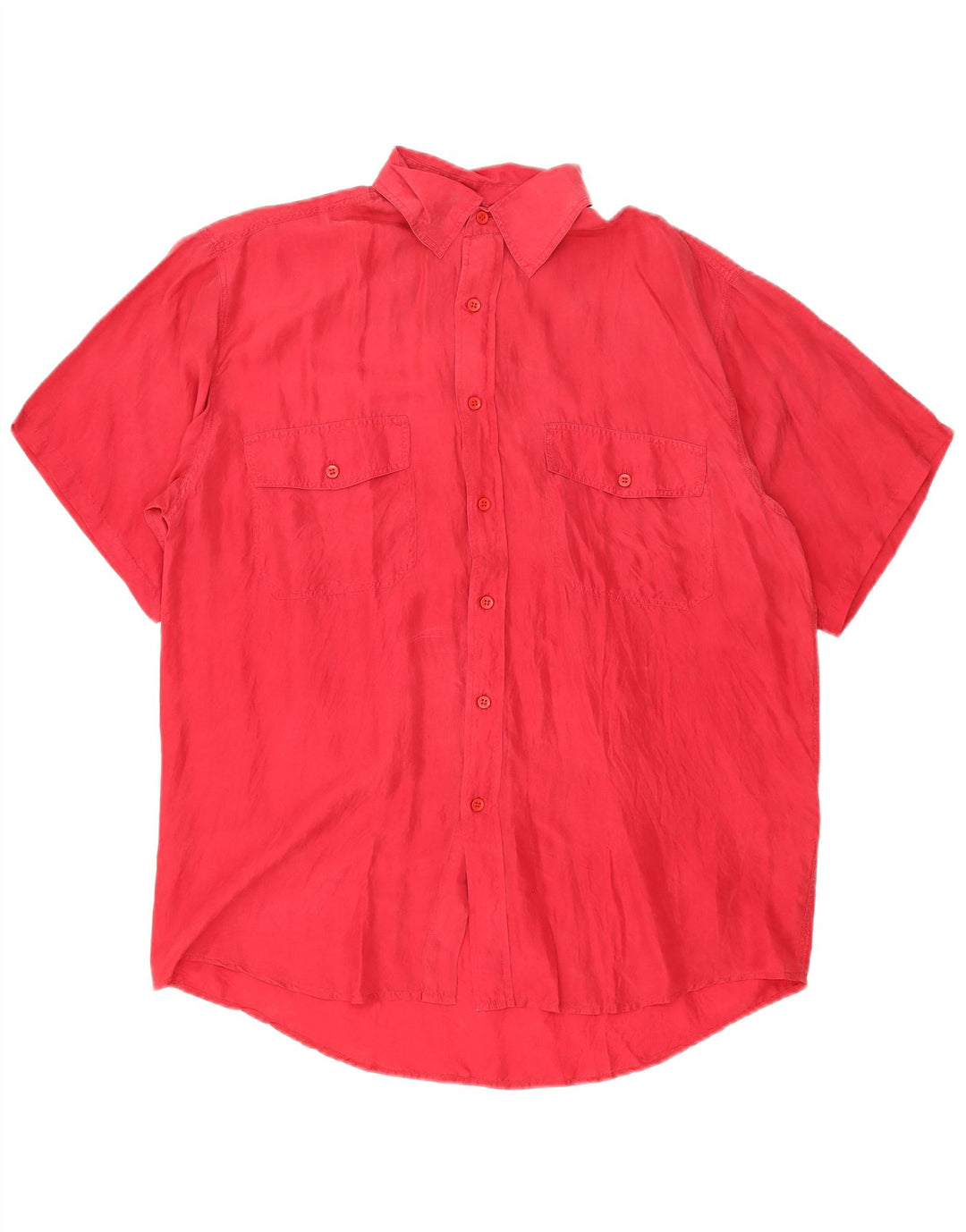 Camisa vintage de manga corta para hombre de seda roja mediana