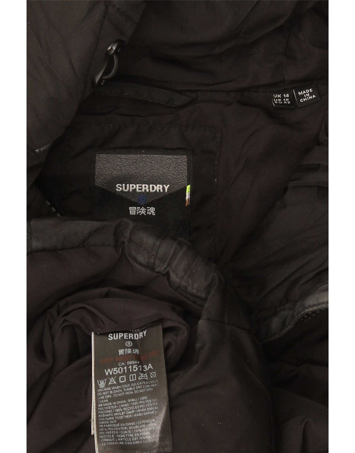 Superdry Chaqueta Acolchada Con Capucha Para Mujer UK 44 Grande Poliéster Negro