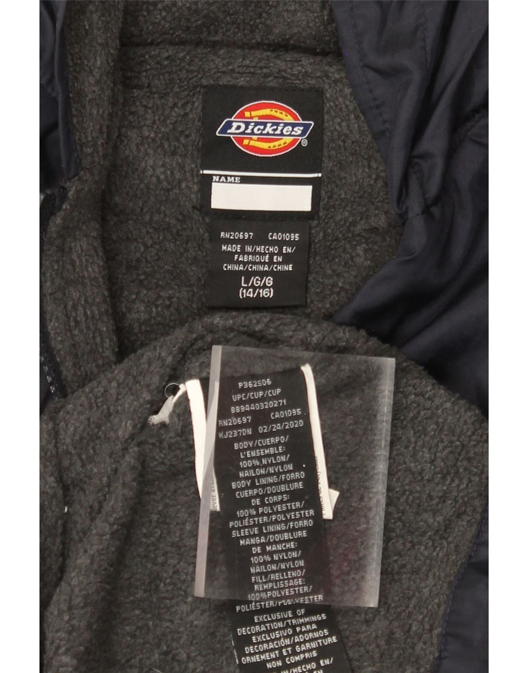 DICKIES Chaqueta cortavientos con capucha para niños 14-15 años Grande Azul marino Nylon