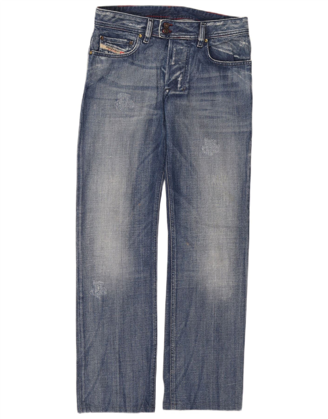 DIESEL Vaqueros rectos desgastados para hombre W30 L31 Algodón azul