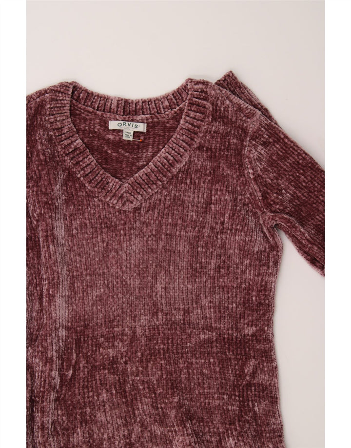 ORVIS Womens V-Neck Jumper Sweater UK 10 VSmall Burgundy Polyester Vintage Orvis and Second-Hand Orvis from Messina Hembry 