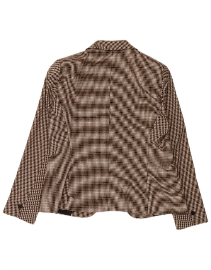 Zara Chaqueta Blazer De 1 Botón Para Mujer EU 42 Grande Marrón Pata De Gallo