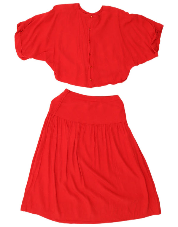 Vintage mujer oversize falda de 2 piezas conjunto Reino Unido 14 mediano W26 rojo