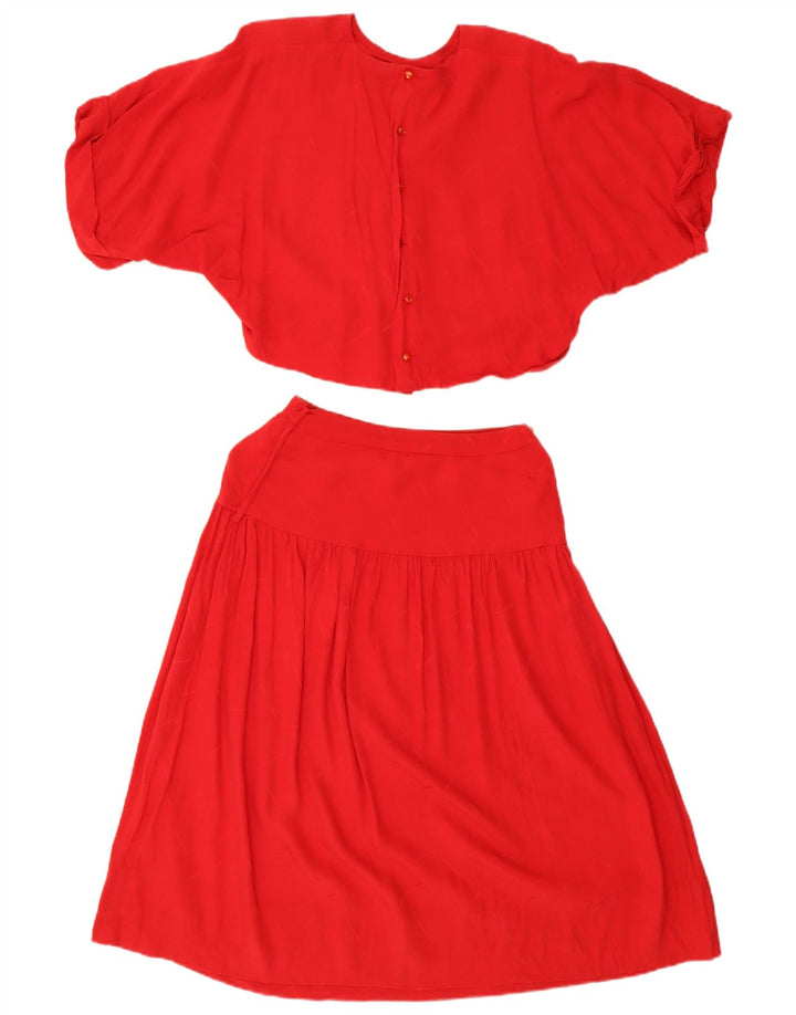Vintage mujer oversize falda de 2 piezas conjunto Reino Unido 14 mediano W26 rojo