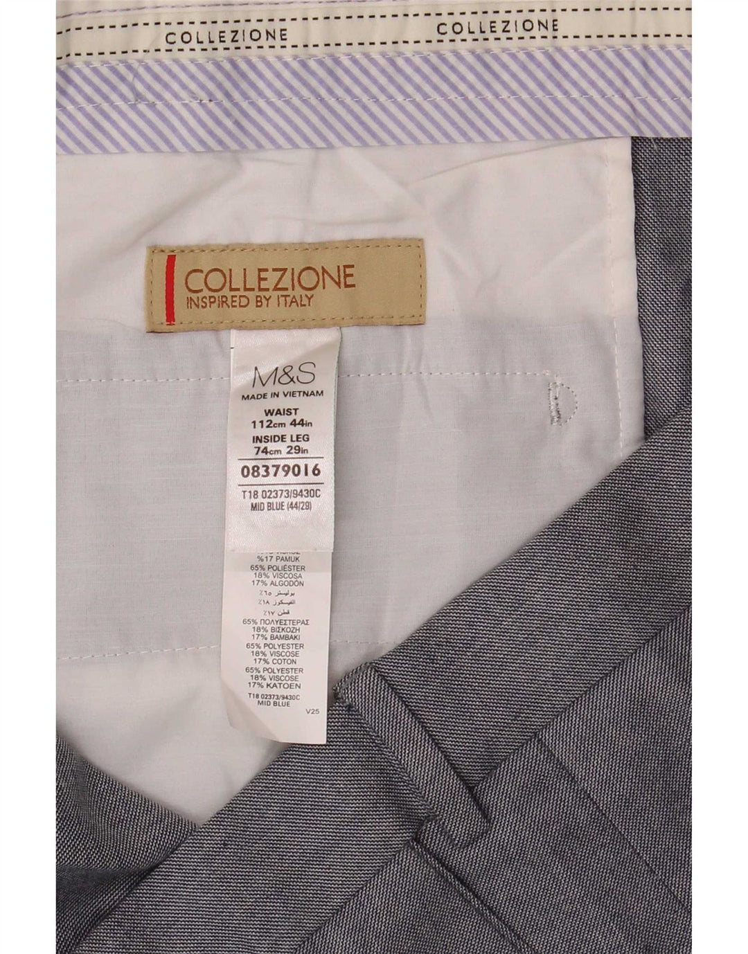 Marks & Spencer Pantalón chino recto para hombre W44 L29 Poliéster gris