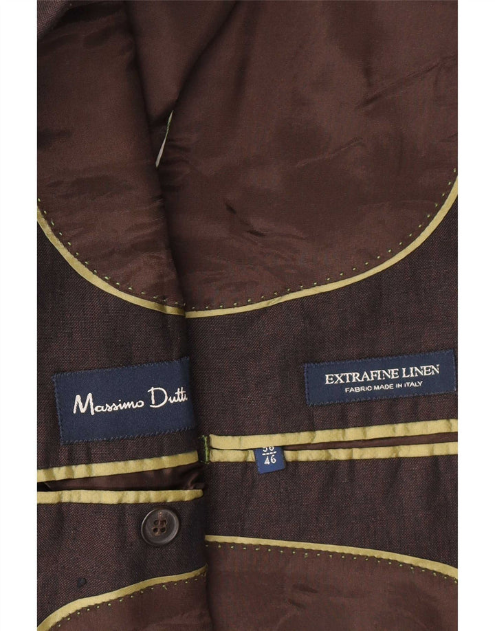 Massimo Dutti Chaqueta Blazer De 3 Botones Hombre EU 56 XL Lino Marrón