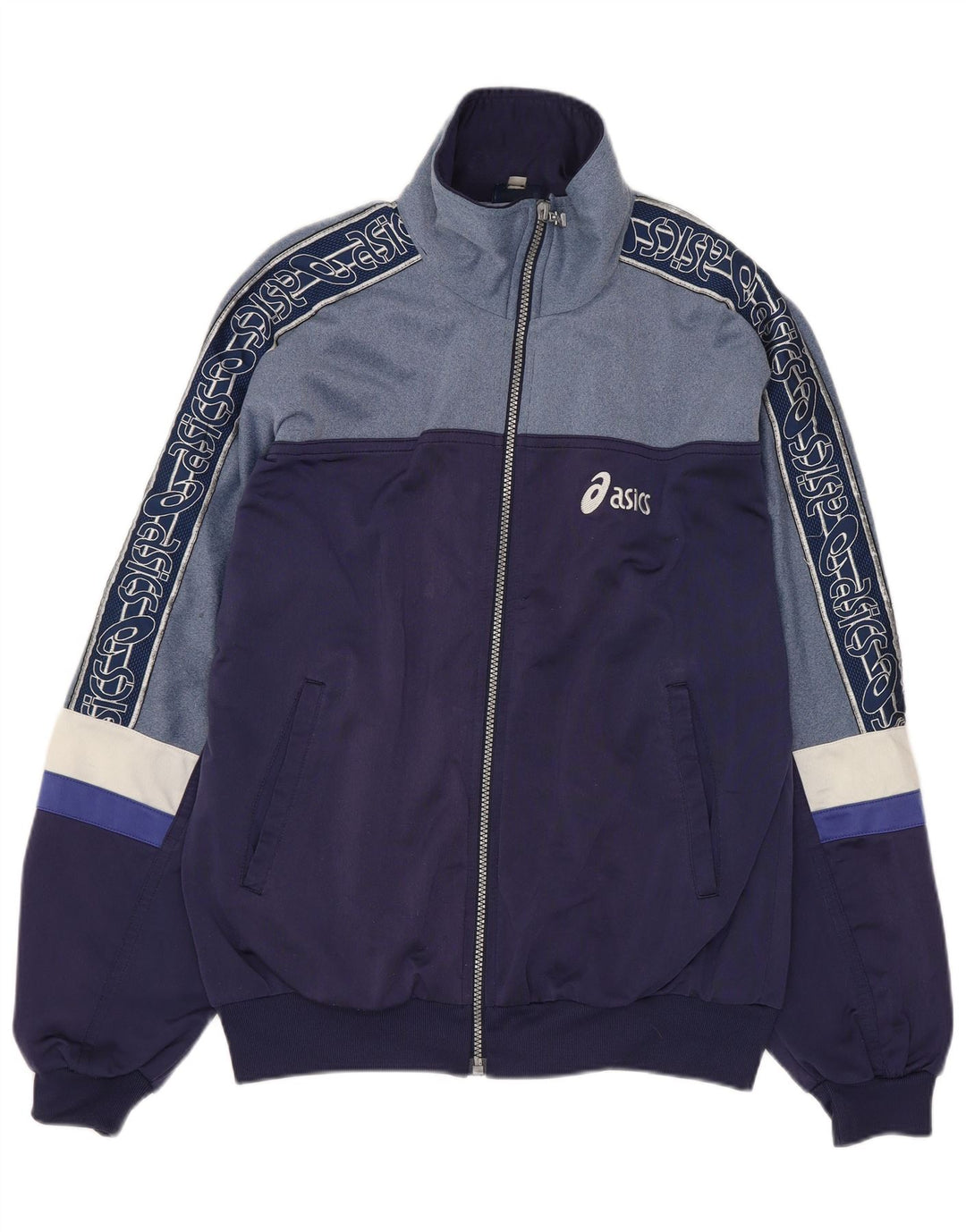 ASICS Chaqueta de chándal con gráfico para hombre, talla grande, color azul marino