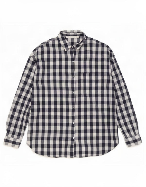 Zara Mujer Trafaluc Camisa Extragrande UK 10 Small Azul Marino Gingham
