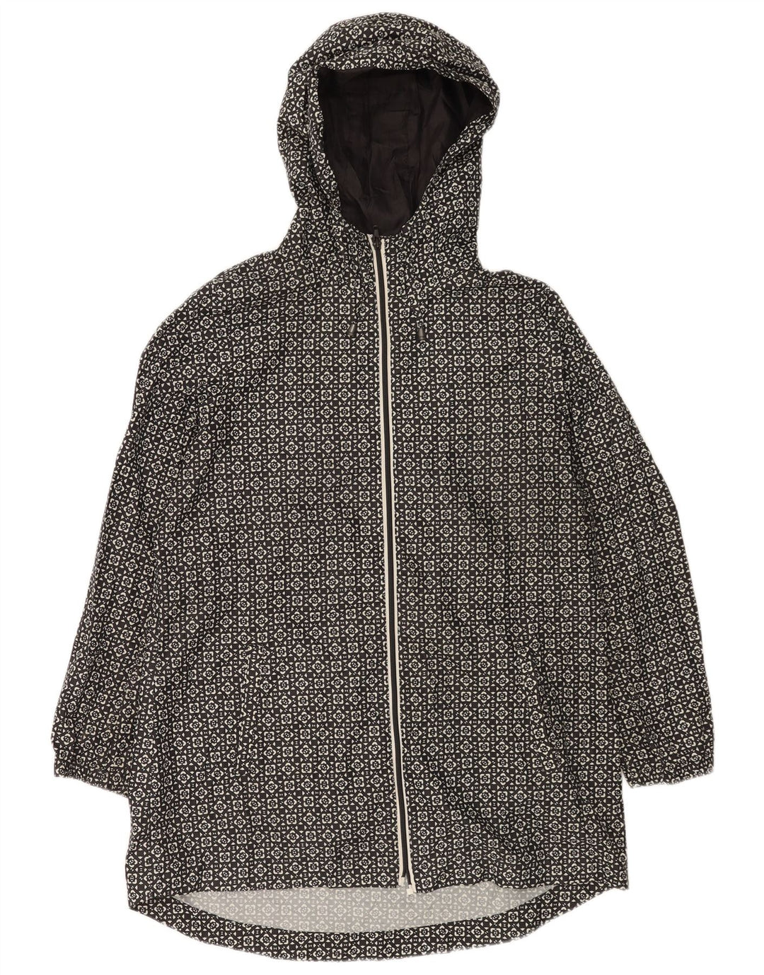 Marks & Spencer Chubasquero con capucha para mujer UK 44 Mediano Negro Geométrico
