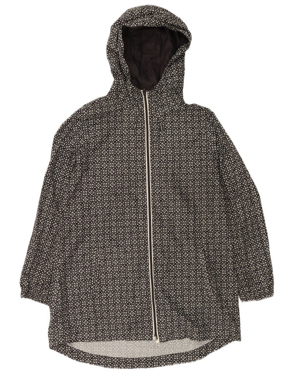 Marks & Spencer Chubasquero con capucha para mujer UK 44 Mediano Negro Geométrico