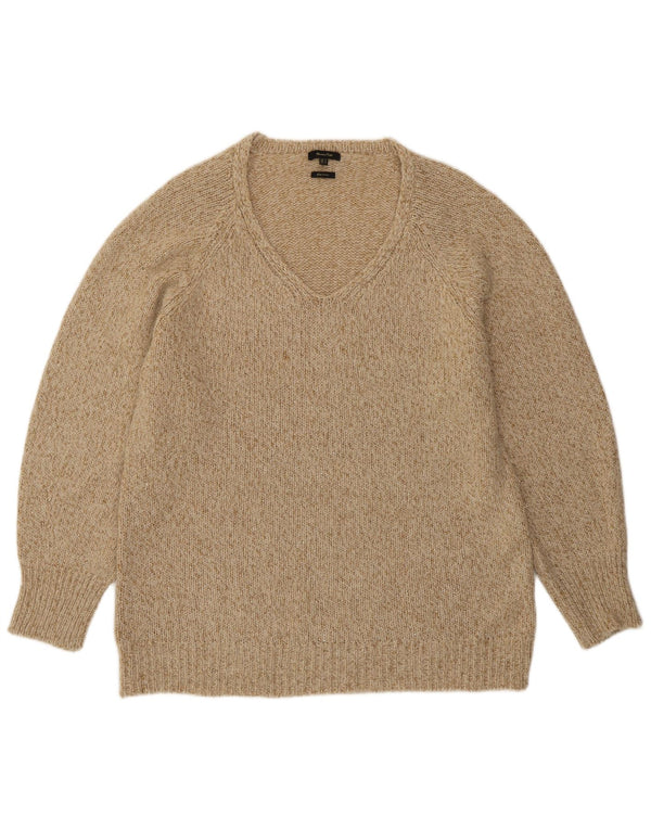 Massimo Dutti Jersey con Cuello en V para Mujer UK 44 Lana Moteada Beige Medio