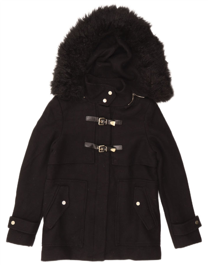 Chaqueta de tren con capucha Zara para mujer UK 44 Medium Black Wool