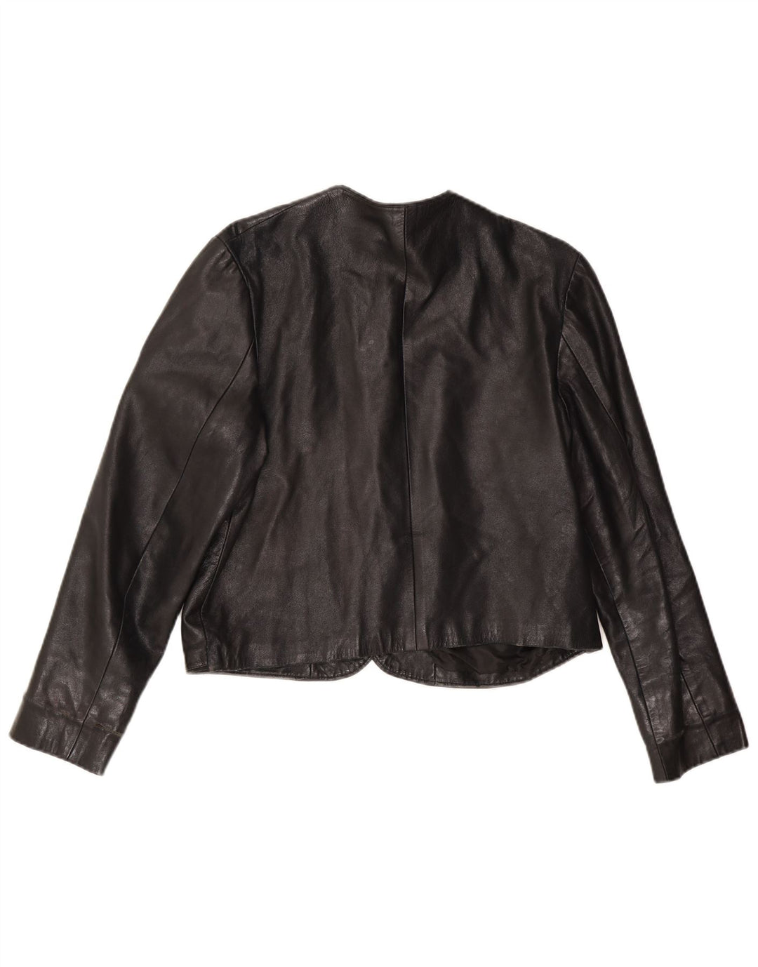 Vintage mujer chaqueta de cuero Reino Unido 12 Medio Negro