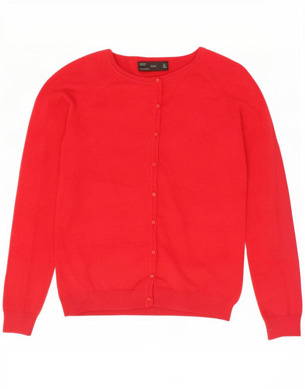 Zara Mujer Cárdigan Suéter UK 44 Grande Algodón Rojo