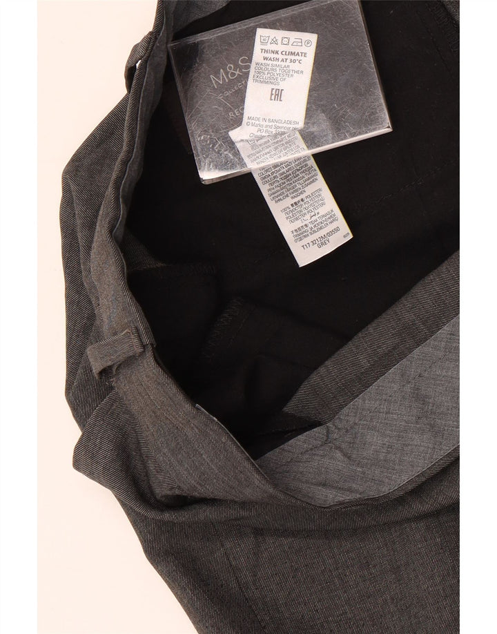 MARKS & SPENCER Pantalón de traje recto para hombre W42 L31 Poliéster gris