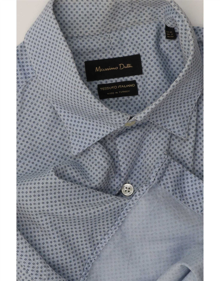 Camisa Massimo Dutti Hombre Talla 43 Grande Azul Manchada